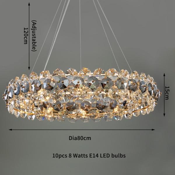 Smoke gray crystal chandelier for living room round hanging lamp decorative lights for room(WH-CY-233)