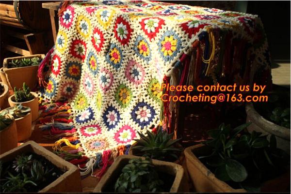 Nordic Hand-woven crochet hook Daisy striped blanket, Cashmere knitted blanket, sofa blank