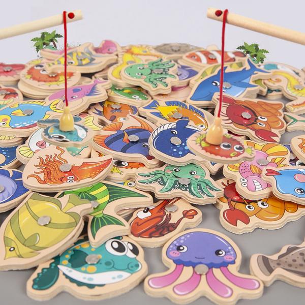 Fishing Game Wooden Alphanumeric Toys For Children Montessori Early Educational
