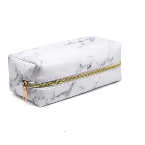 Gold Zipper Pencil Storage Case / PU Leather Pencil Pouch For Women