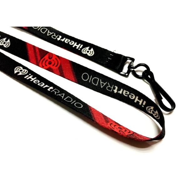 Black J Hook Dye Sublimation Lanyards 10mm Wide For Camping Trade Show Exhibition Event