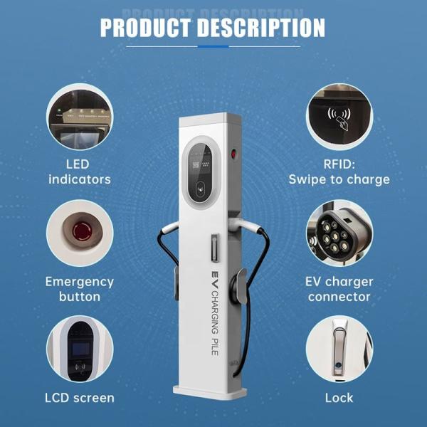 Type 2 Type 1 Integrated AC EV Charging Station 44kW 22kW