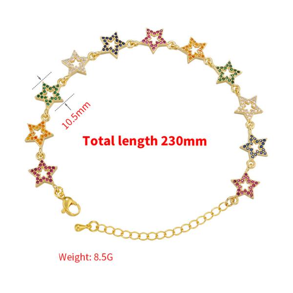 Браслет звезды сердца OEM браслета золота страза 18K форменный