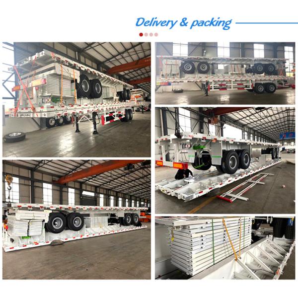 40 FT 3 Axles Container Semi Trailer Flatbed Trailer with Jost Two Speed Support Leg