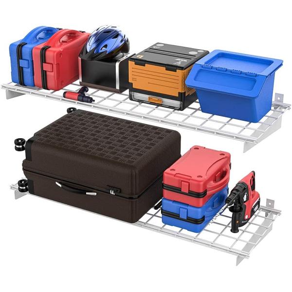 Металлический одноуровневый гараж Хранилище Стенные полки Монтированные тяжелые полки прочные стенные полки Сильный гаражный организатор