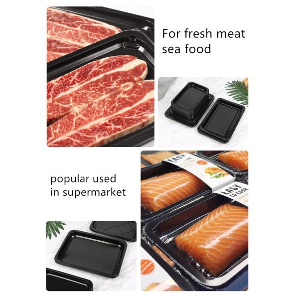 PP Black Vacuum Seal Food Trays Food Fresh Keeping 360 X 160 X 16 Mm