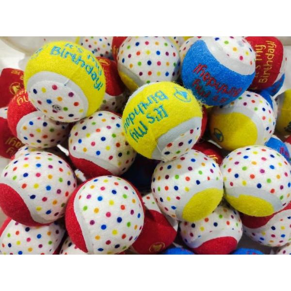 Dog Toy Naughty Nice Holiday Themed Tennis Balls Red Green 2.5