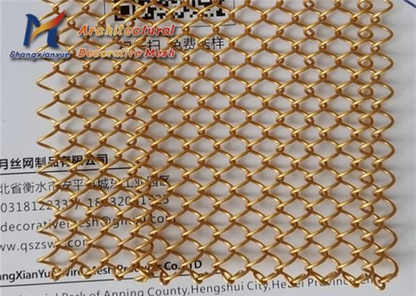fio dourados Mesh Restaurant Metal Coil Drapery de aço inoxidável de 2.0mm 316