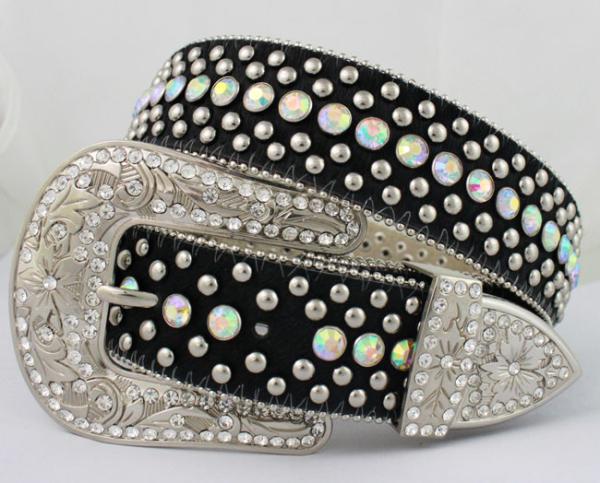 fashion horse hair rhinestone belts for women classic style