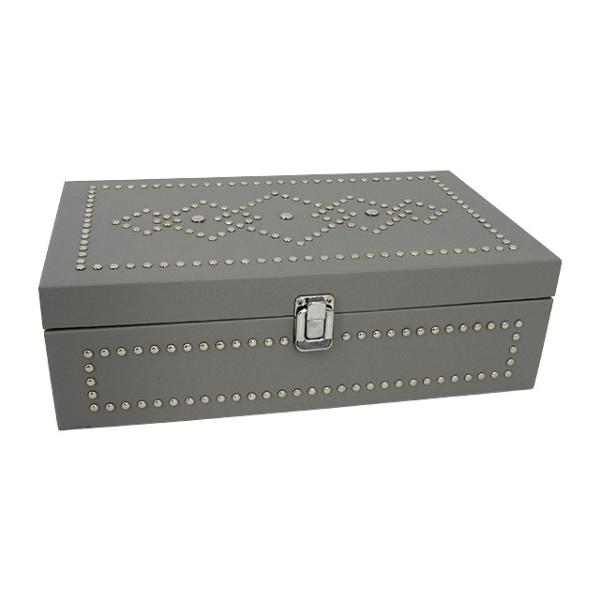 Customized Fashion Classic Wine Tea Chocolate Packaging Box PU Leather Rivet Decoration Wooden Box Gift Box