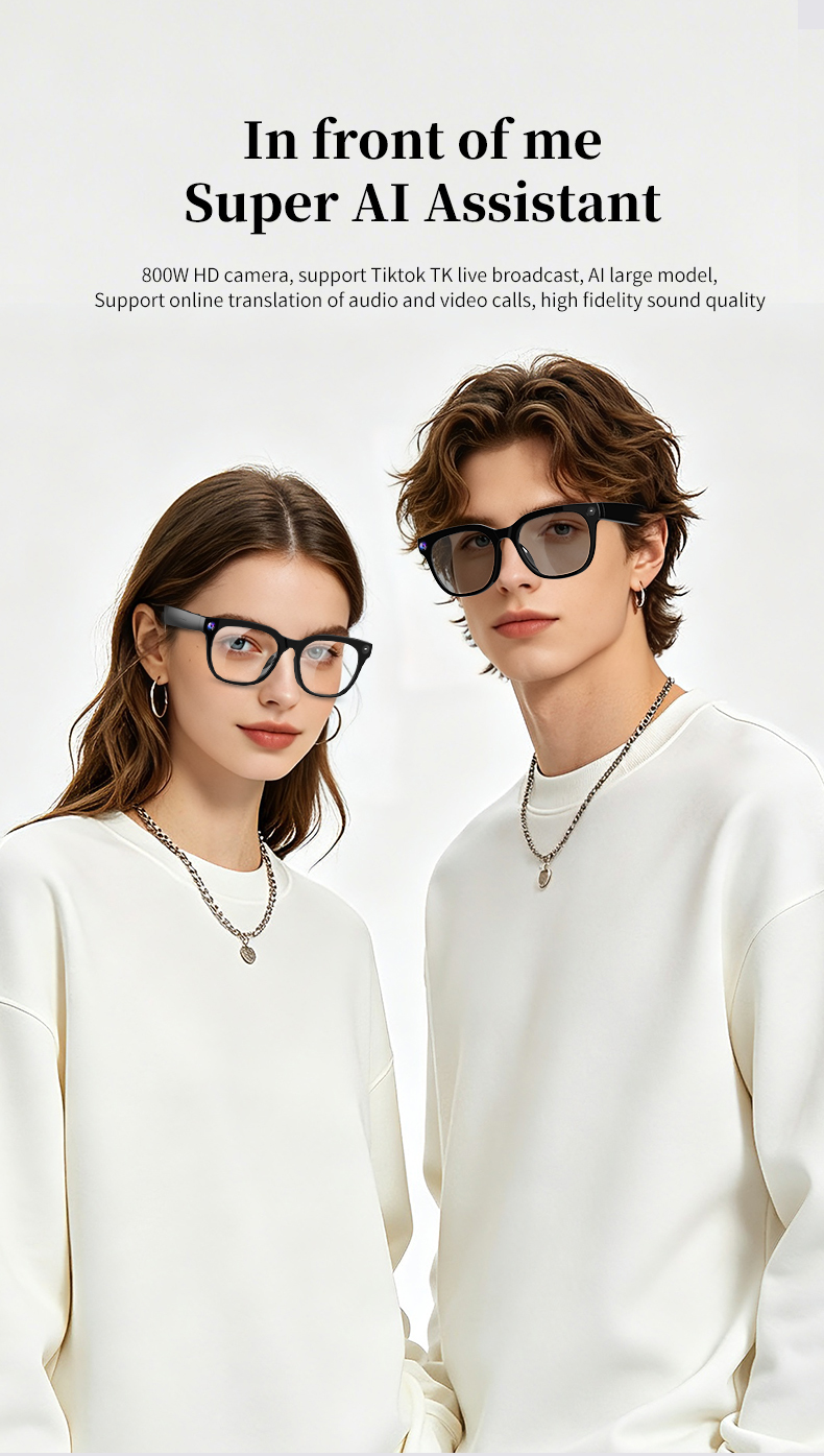 Multilingual AI Powered Smart Translator Glasses Hands Free Wearable For Business Travel Conference