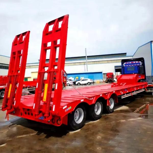 3 Axle 60ton Low Bed Semi-Trailer Bogie Suspension Trailers for Long Distance Transport