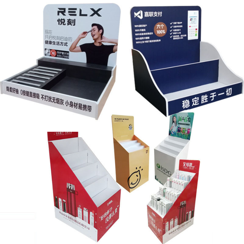 Customized Eco Friendly Printing Paper Corrugated Rack Tray Stand for Retail Shops
