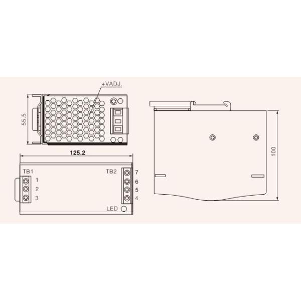 CE DR-75W Din Rail Power Supply 0.55KG Re - power On To Recover
