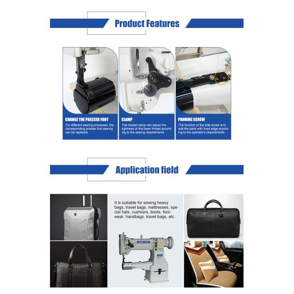 65mm Cylinder Bed DP17 Single Needle Sewing Machine For Thick Material