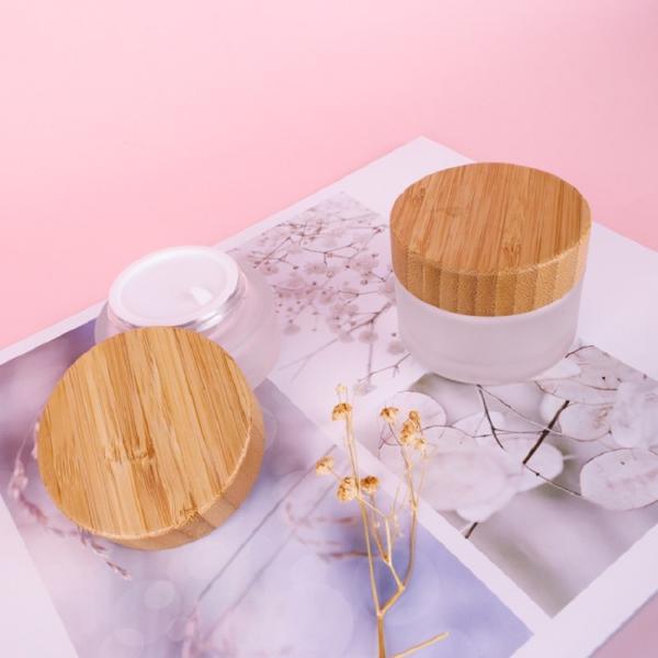 косметика 20g 30g 50g бамбуковая упаковывая пустой стеклянный косметический опарник