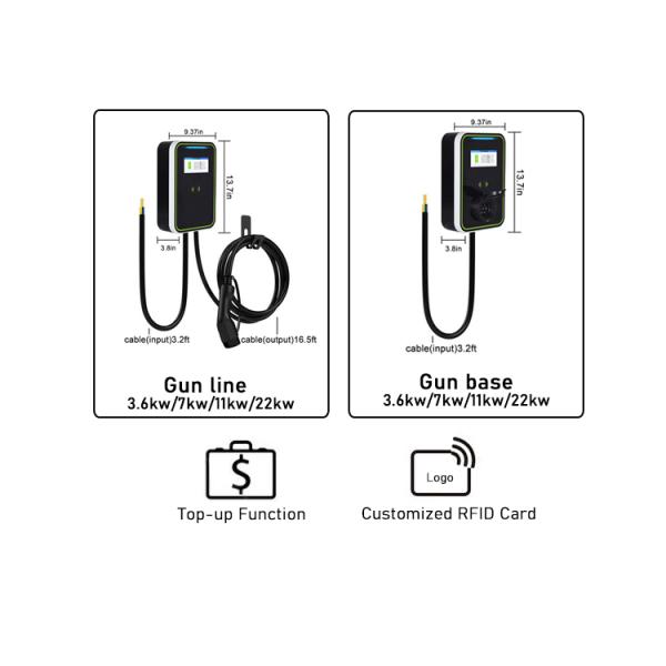 EV-HB Home Wallbox Charger Gun Base With RFID For Electric Car 16A / 32A