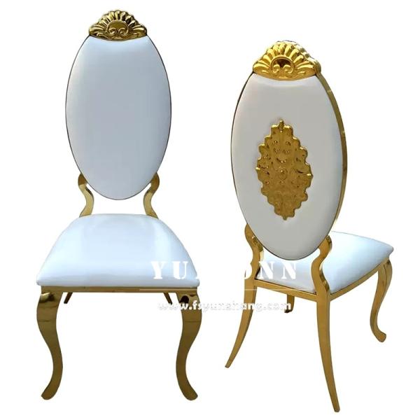 Luxury Hotel Restaurant Metal Chair Crown Design Golden Stainless Steel Royal Wedding Chair