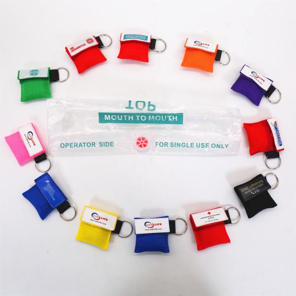 Training First Aid CPR Face Shield Key chain bag pouch different color customize logo CPR face shield kit Promotional Gift
