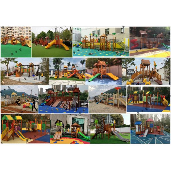 Customized Colorful Wooden Outdoor Climbing Structure 880*350*400CM