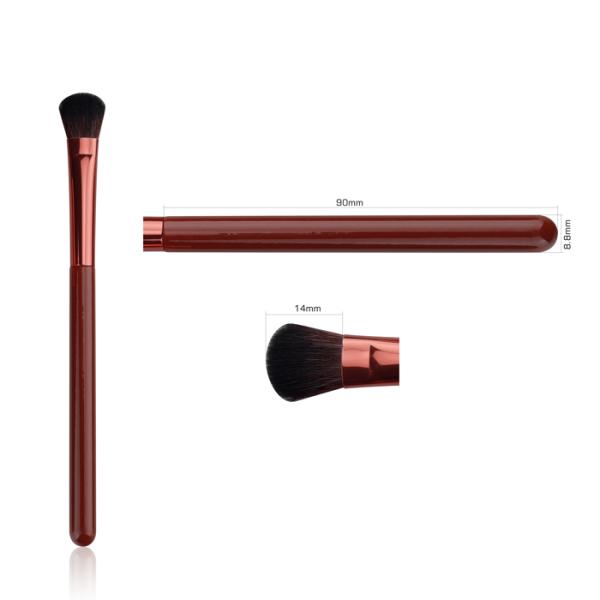 Brown Wooden Handle Makeup Brushes 5 Piece Makeup Brush Set With Pu Cylinder