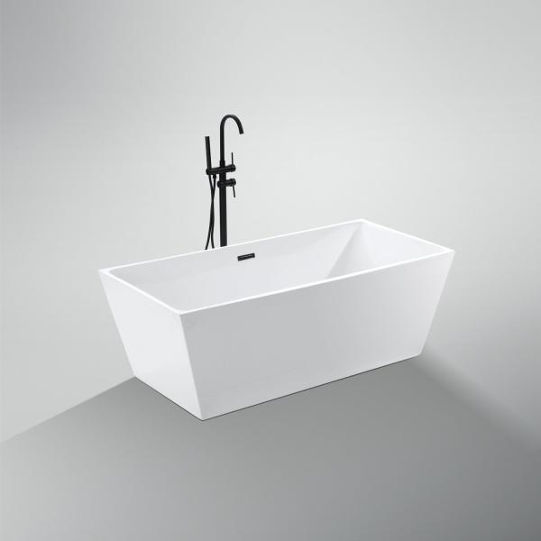 Center Drain Location Luxury Straight Acrylic Freestanding Bathtub with Hand Control