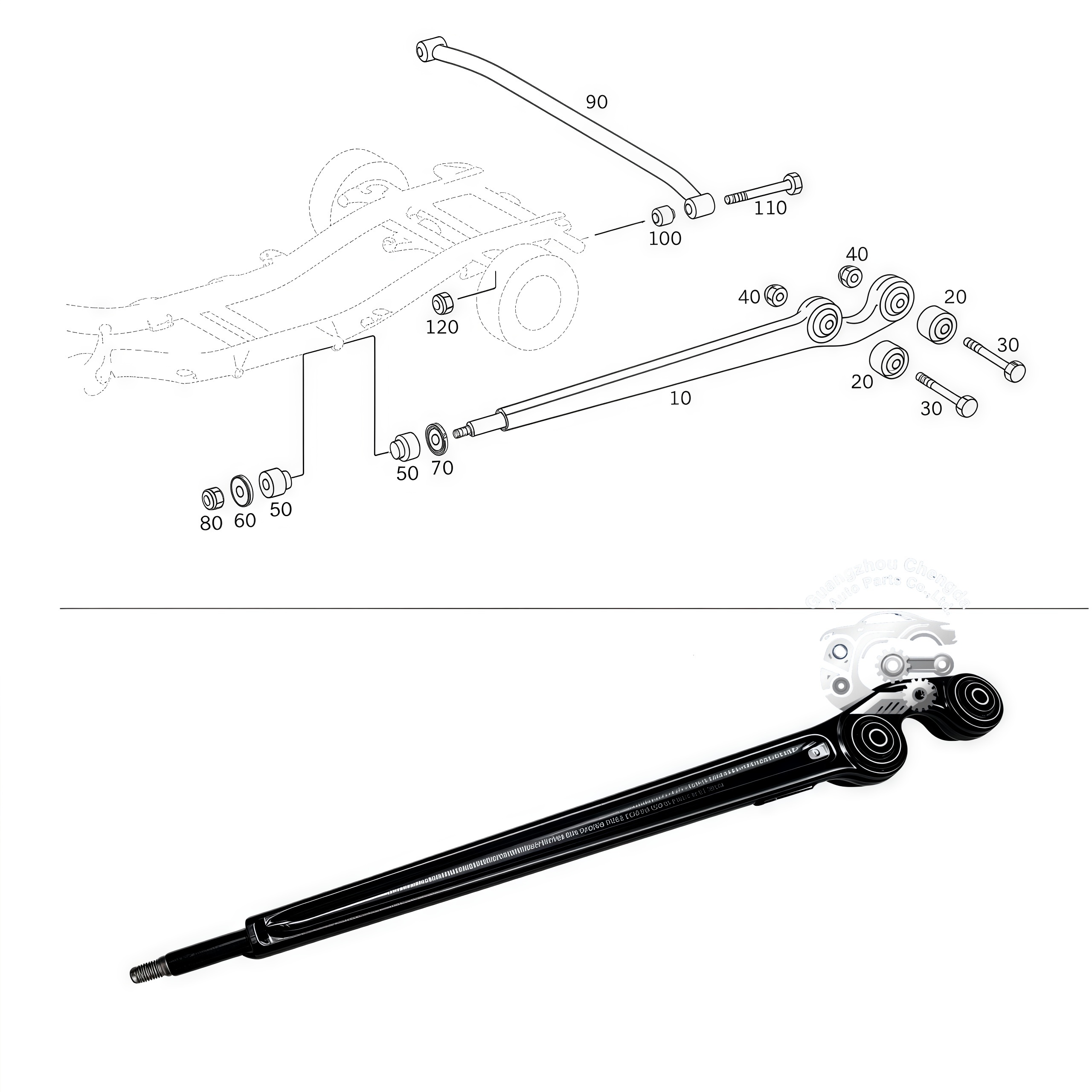 For Mercedes-Benz G Series Suspension System 463 G350 G500 G63 Front Axle Push Rod  A4613500006  Arm Swing