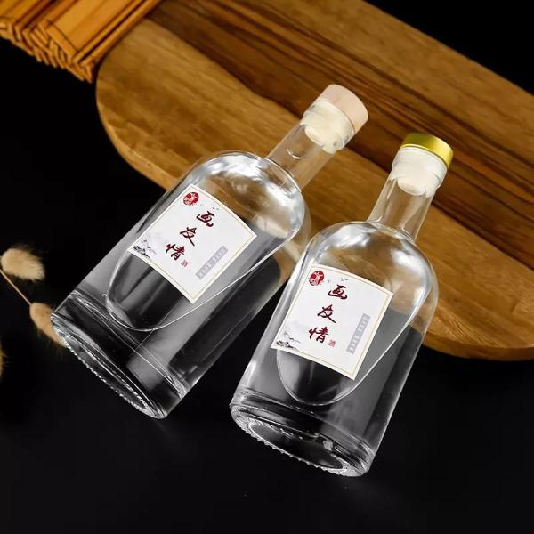 Produced Thick Bottom Vodka Whisky Sherry Glass Bottle with Decal Surface Handling