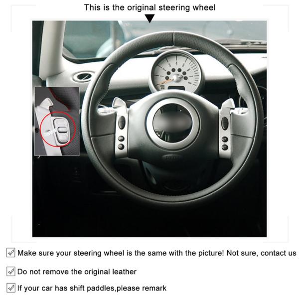 Mini Cooper Hatchback R50 R52 R53 2001-2006 Convertible 2004-2008 Gray Thread Steering Wheel Cover