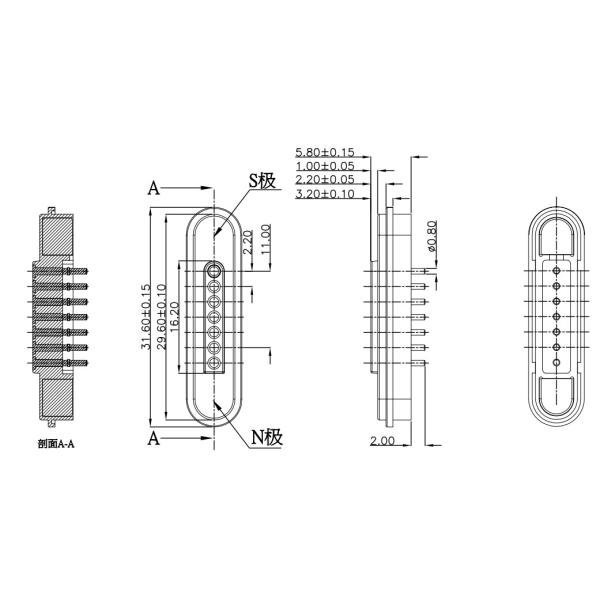 Male Female 7 Pin Magnetic Connector 12V Magnetic Power Connector 3A High Test Life