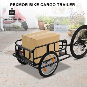 Foldable Bike Cargo Trailer with Bike Hitch, Bicycle Wagon Trailer with 16