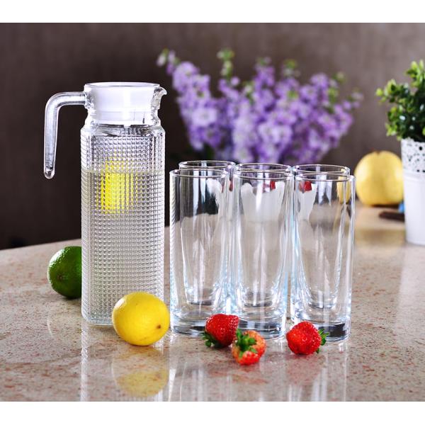 1L Beautifully Etched Glass Pitcher Lead Free Soda Lime Glass Material