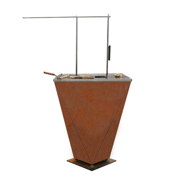Grill en acier sur mesure en extérieur stockage de bois de camping naturel oxydé