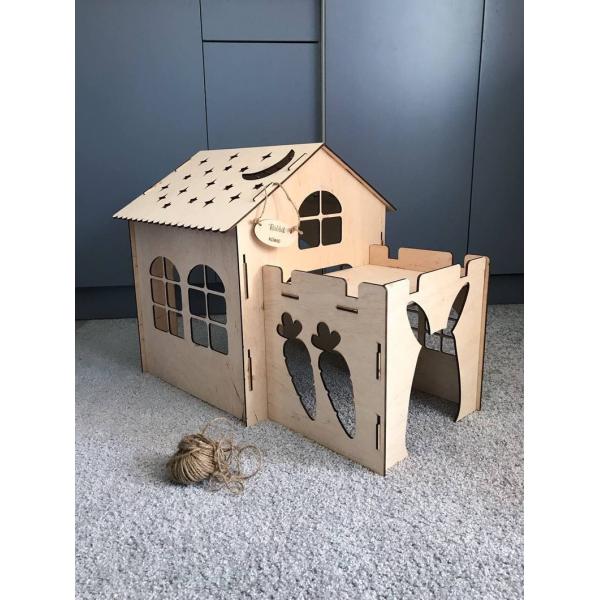 4mm Birch Plywood Rabbit Bunny House 76x46x56cm wooden rabbit furniture