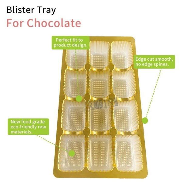 12 Emballage en plastique pour chocolat en cavité plateau d'emballage en ampoules de chocolat doré