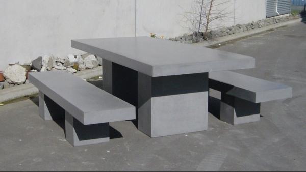 Tableau de patio rectangulaire en béton gris de la ville de Foshan Outdoor GRC banc de table en béton