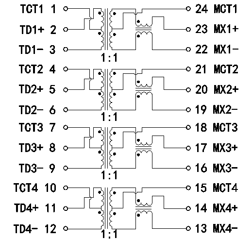 Трансформатор гигабита S558-5999-AR-F, Lan 1000Base-T Xfrmr 24Pins SMT LP5004NL