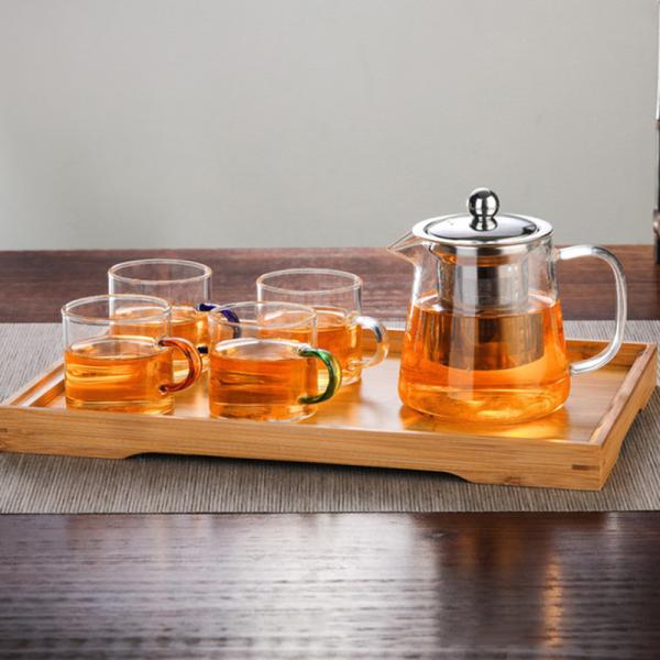 Heat Resistant Clear Glass Teapot with 304 Stainless Steel Strainer Durable