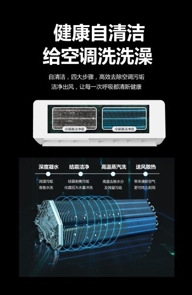 5200W R290 Air Cooling Slimline Wall Mounted Air Conditioning Unit For Bedroom