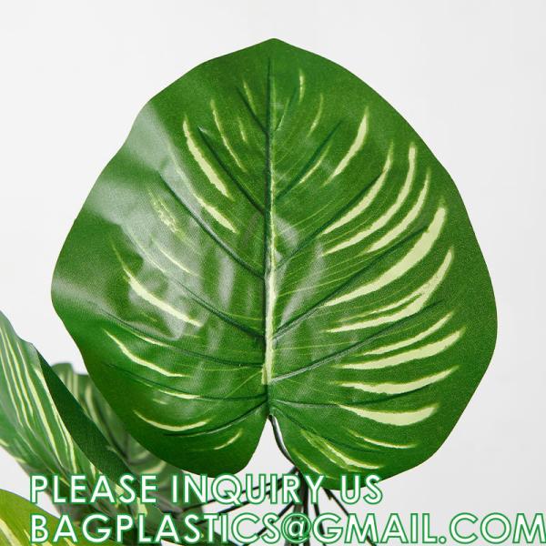 Palm Leaves Artificial Tropical Monstera-84Pcs 6 Kinds Large Small Green Fake Palm Leaf with Stems for Safari Jungle
