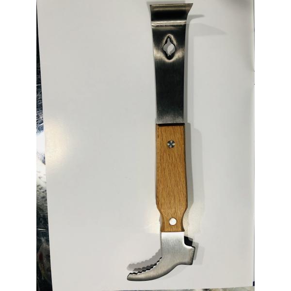 Multifunctional Bee Hive Equipment Stainless Steel Hive Tool With Wooden Handle For Beekeeping