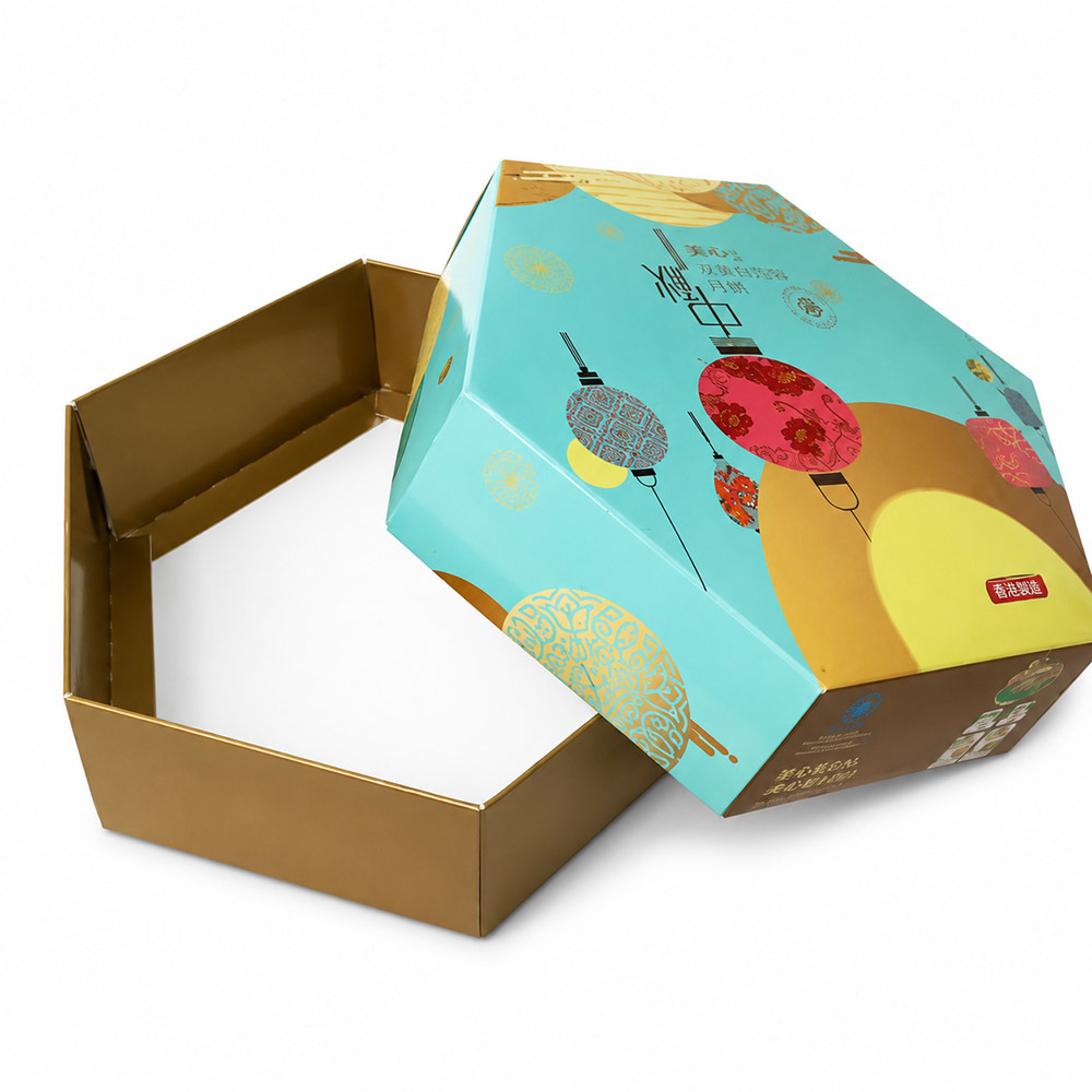 Hexagonal Paperboard Gift Box Lightweight Construction Custom Printed Packaging