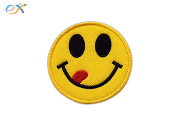 Twill Material Iron On Embroidered Patches DIY Jeans Jacket Custom Emoji Smile