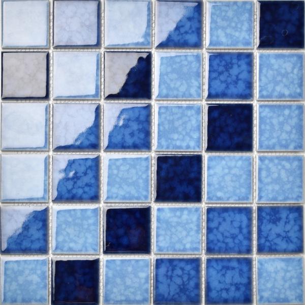 Azulejos de mosaico para piscina de cerámica cocida al horno 300x300 color azul esmaltado