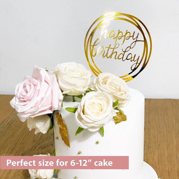 Birthday Cake Topper Set, Double-Sided Glitter, Acrylic Happy Birthday Cake Toppers/Cupcake Toppers, Birthday Decor