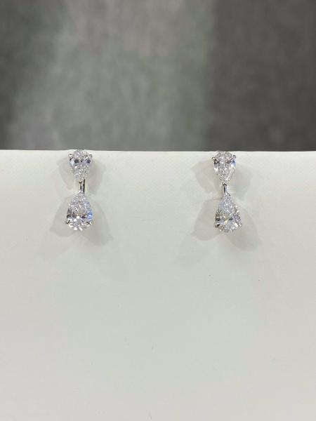 1.678ct Double Pear-shaped Diamond Earrings D VVS Lab Grown Diamonds 18K White Gold
