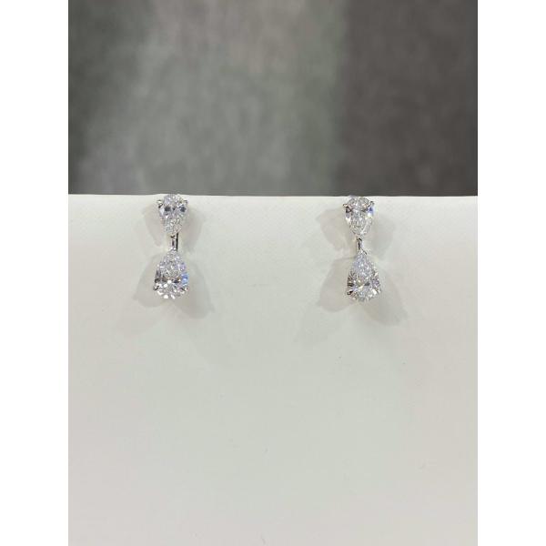 1.678ct Double Pear-shaped Diamond Earrings D VVS Lab Grown Diamonds 18K White Gold