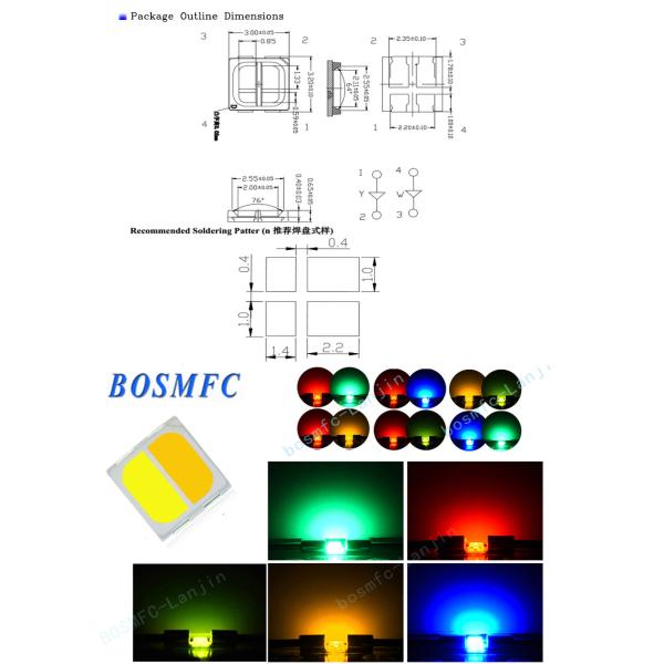 Bi Color SMD LED 3030 Red & Blue Light Multi Function light diode
