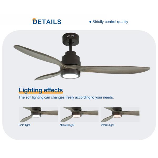 ceiling fan Ventiladores de tecto LED de lâmina de madeira 3 simples decorativos com controle remoto