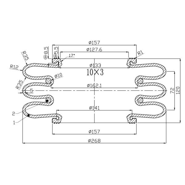 10X3 Bellow Suspension SP1539 Rubber Air Spring 115056 GUOMAT